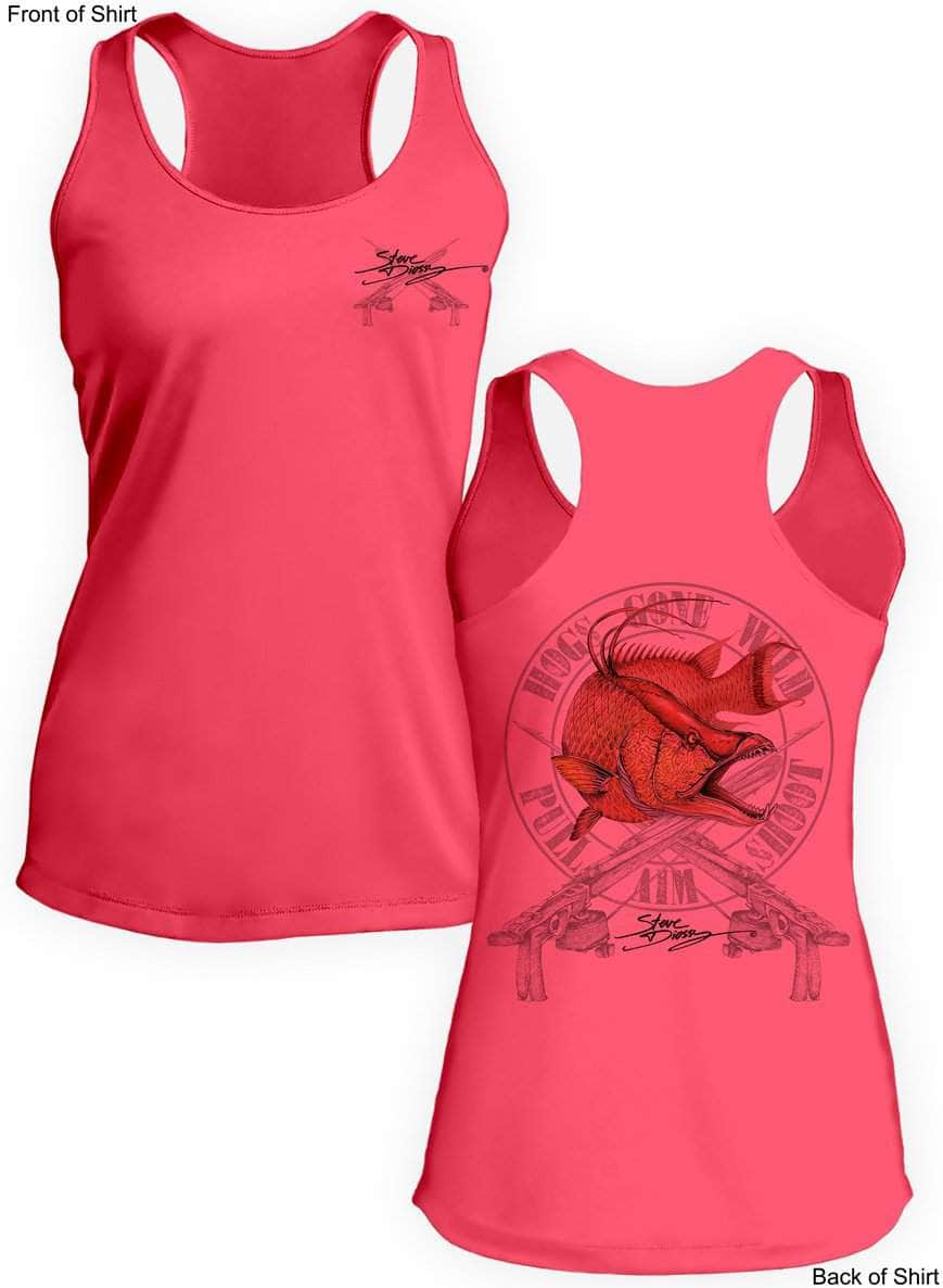 Hogs Gone Wild- Ladies Racerback Tank-100% Polyester